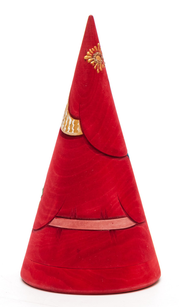 150 mm Santa Claus Hand Carved and Painted Matryoshka Pyramide shape 3 pcs inside (by Sergey Carved Wooden Dolls Studio)