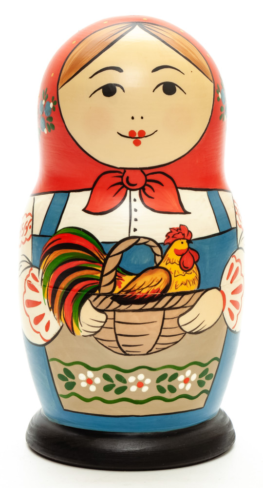 160 mm Mistress with a Samovar hand painted Traditional Russian Wooden Matryoshka round doll 5 pcs (by Sergey Malyutin)