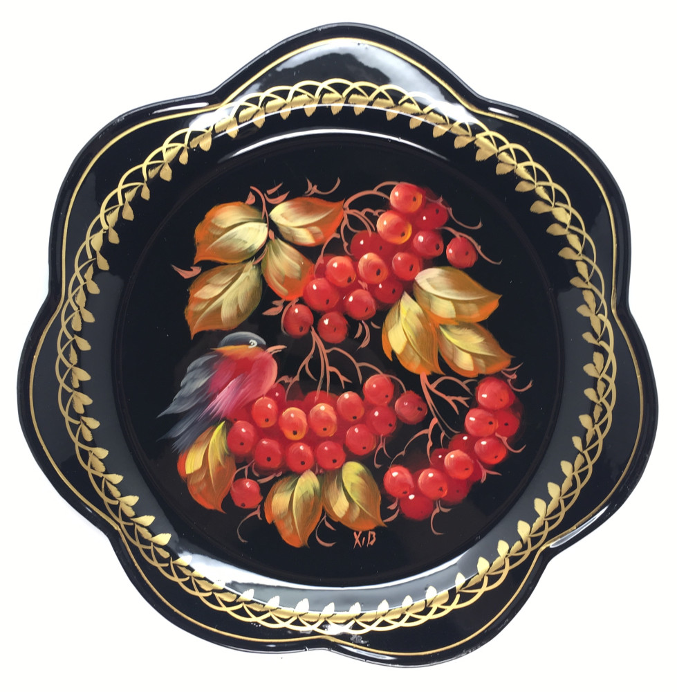Zhostovo Hand Painted Metal Tray