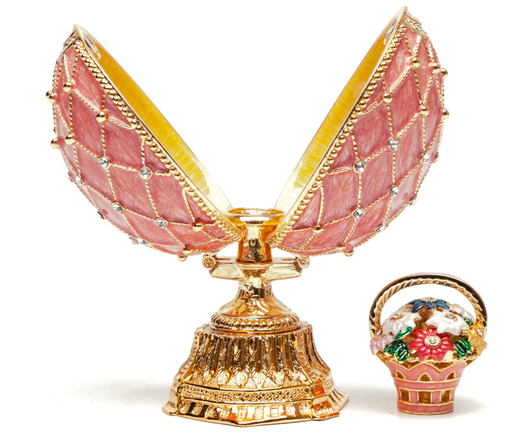 90 mm Pink Lattice Easter Egg with the Basket