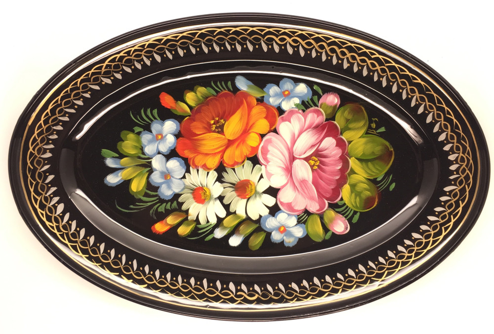 Zhostovo Hand Painted Metal Tray