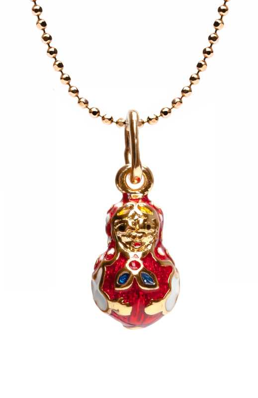 Small Matryoshka Enamel Egg Pendant