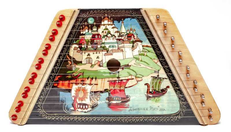 Tsar City hand painted wooden multi string Gusli (by Gusli Studio)
