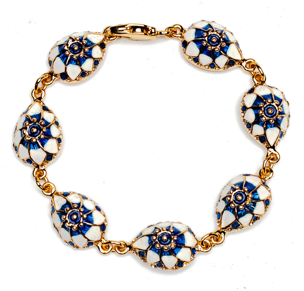 180 mm Flower Blue and White Bracelet (by AKM Gifts)