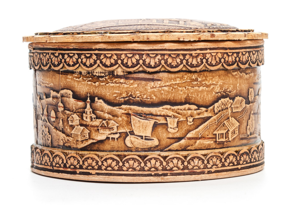  d 90 mm Saint Basil Cathedral hand made Birchbark Jewelry Box (by Maxim Birch)
