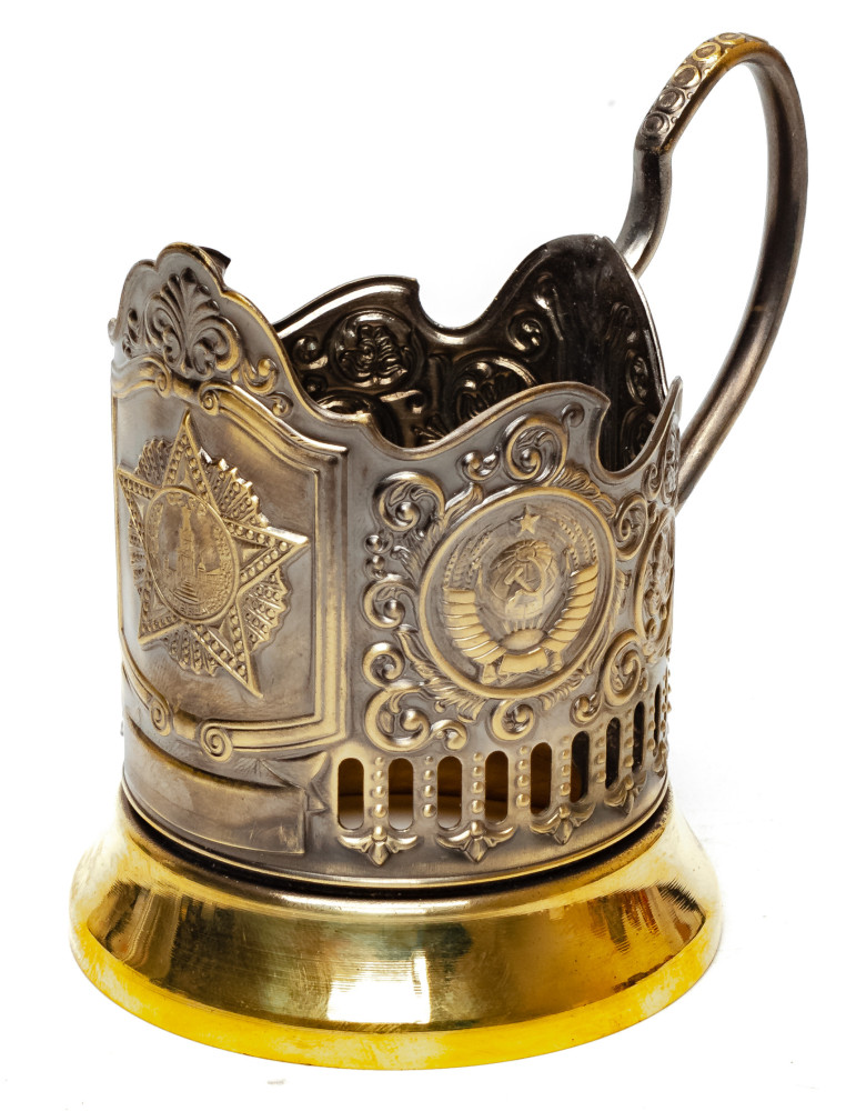 Order of Victory Pure Brass Tea Glass Holder with Faceted Glass (by Kolchugino)