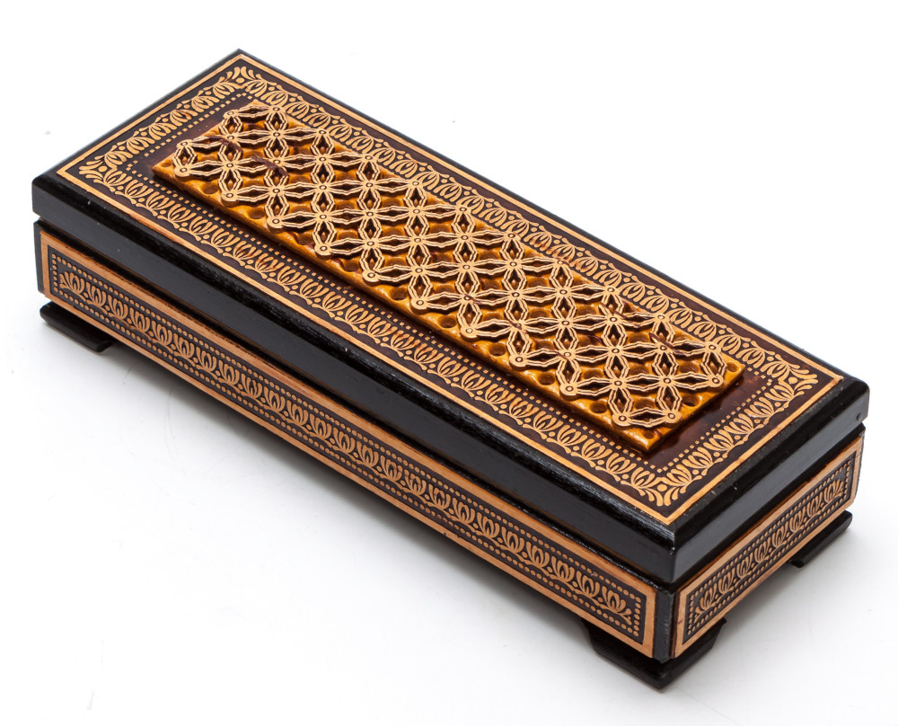 160x80 mm Siberian Patterns hand made Birchbark Jewelry Box (by Maxim Birch)