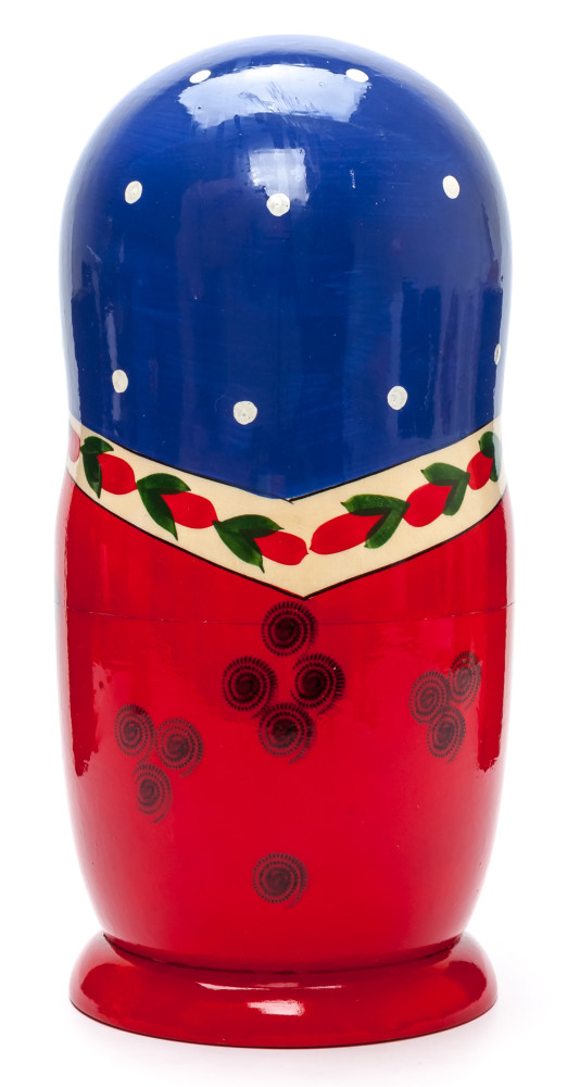 230 mm Dark Blue Semenovskaya hand painted Wooden Matryoshka Doll 9 pcs (by Ivan Studio)