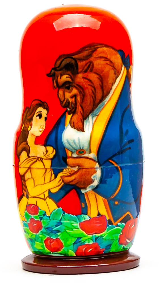 110mm The Beauty and the Beast Hand Painted Matryoshka Doll 5 pcs (by Konstantin Crafts)