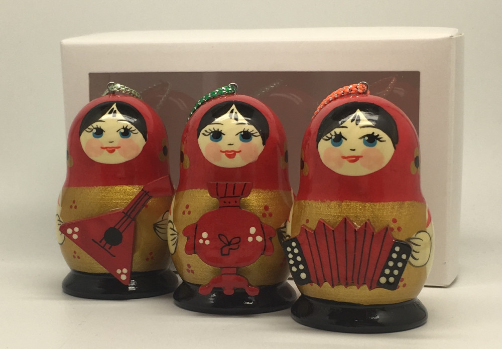 Matryoshka Khokhloma Christmas Ornaments