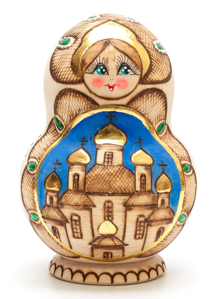 160 mm Russian Church hand painted on Wooden Matryoshka round doll 10 pcs (by Skazka)