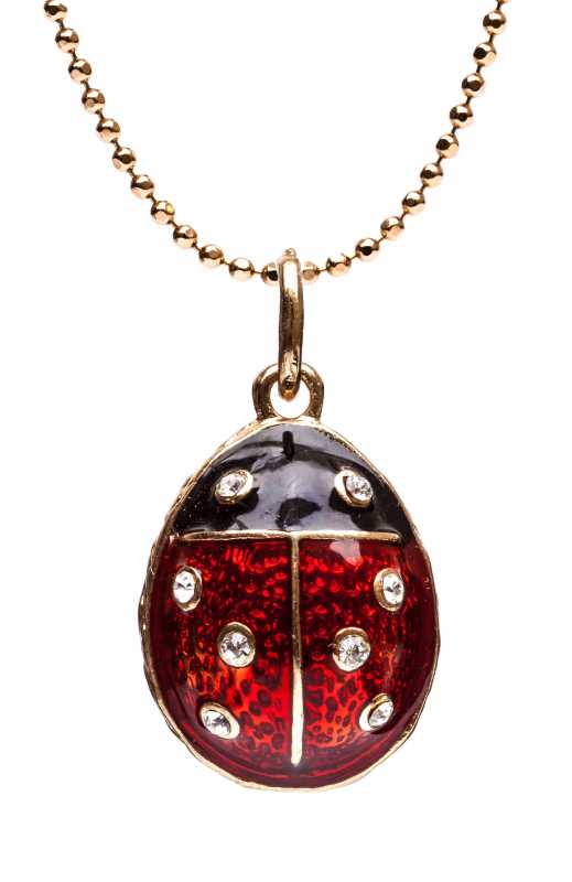 Ladybug with Rhinestones Red Egg Pendant