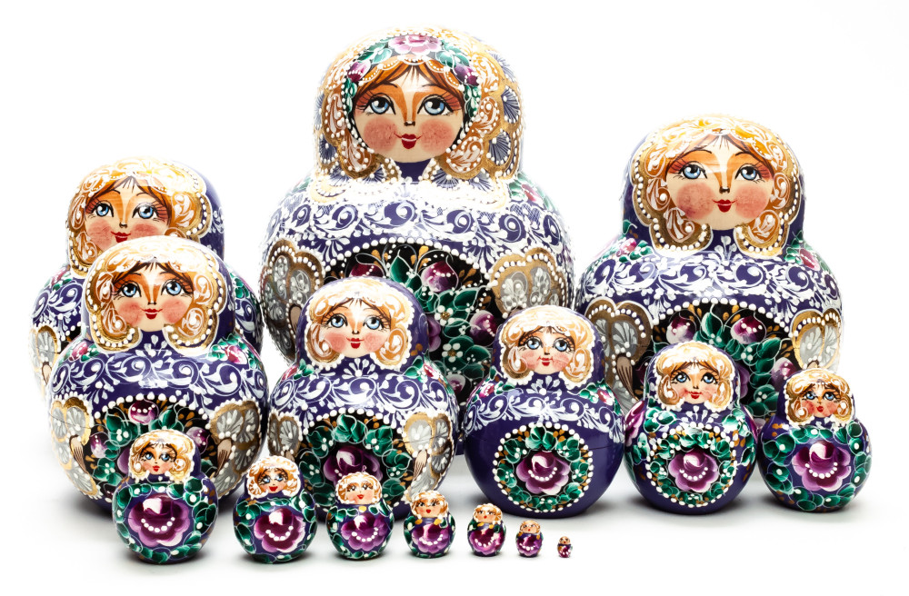 170 mm Russian Patterns hand painted Matryoshka Doll 15 pcs (by Elena Kudryashova)