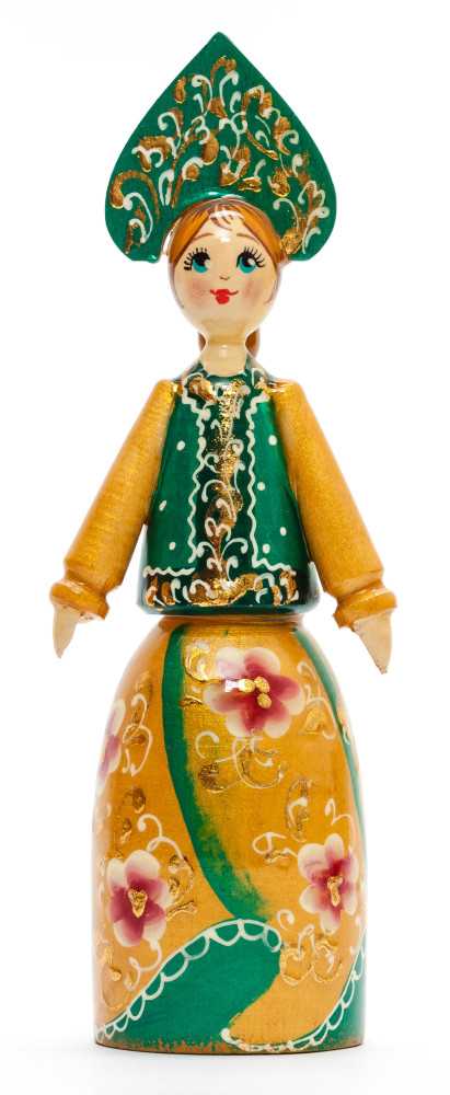 170 mm Russian Girl in Kokoshnik hand painted Wooden Doll (by Summer Shine)