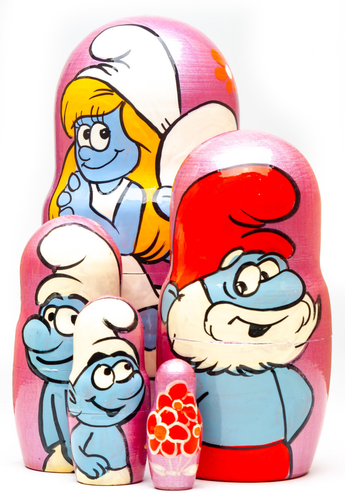 180mm The Smurfs Hand Painted Matryoshka Doll 5 pcs (by Konstantin Studio)