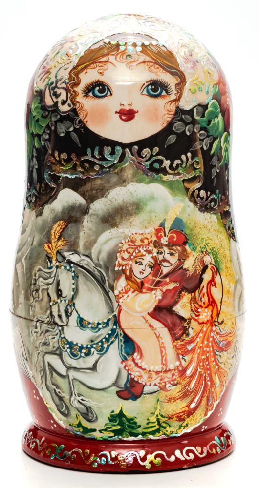 180 mm The Firebird hand painted on Wooden Matryoshka doll 7 pcs (by Valeria Crafts)