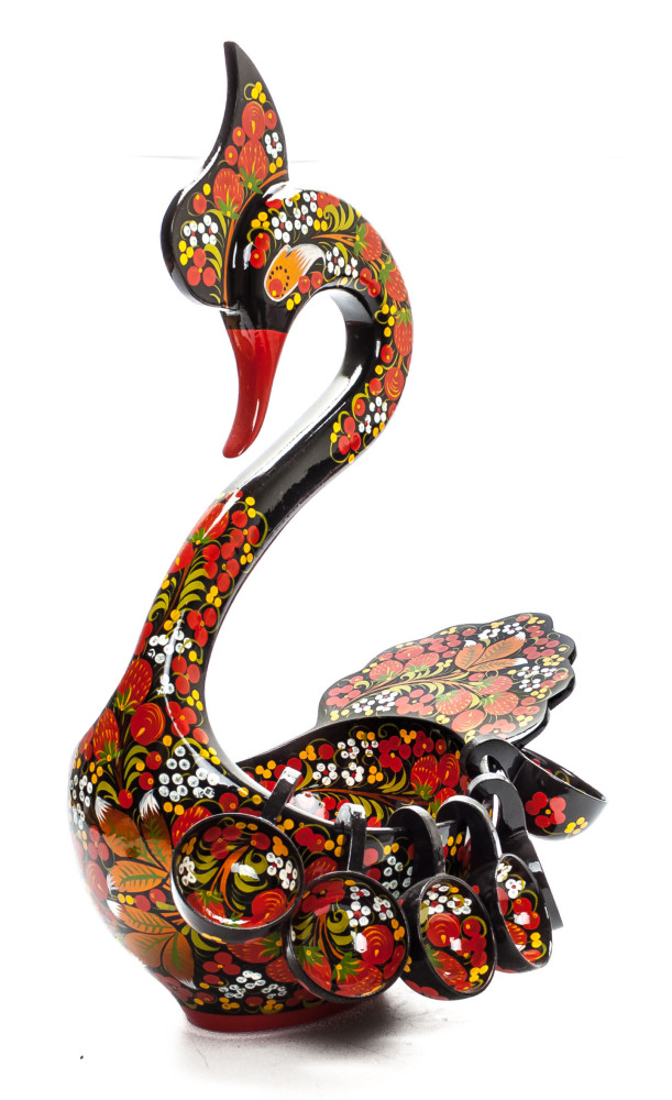 170x280 mm Duck Khokhloma hand painted wooden Ladle for Wine with small Ladles