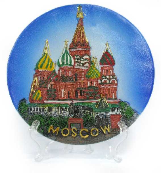 Тарелочка полистоун D10 "Москва. ХВБ", цвет синий