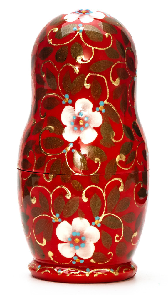  110 mm Flowers hand painted on wooden Matryoshka doll 5 pcs (by A Studio)