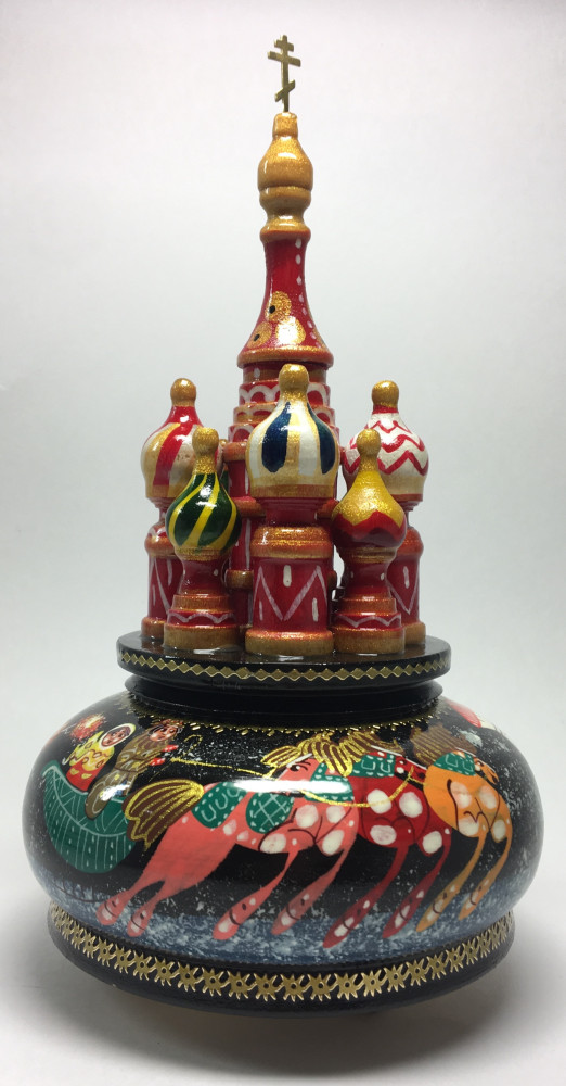 210 mm Saint Basil's Cathedral Russian Troika Music Box hand painted Wooden Music Box (by Nightingale Crafts)