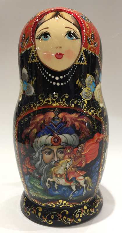 200 mm The Head from Ruslan and Ludmila Fairy tale scenes hand painted wooden Matryoshka doll 5 pcs (by A Studio)