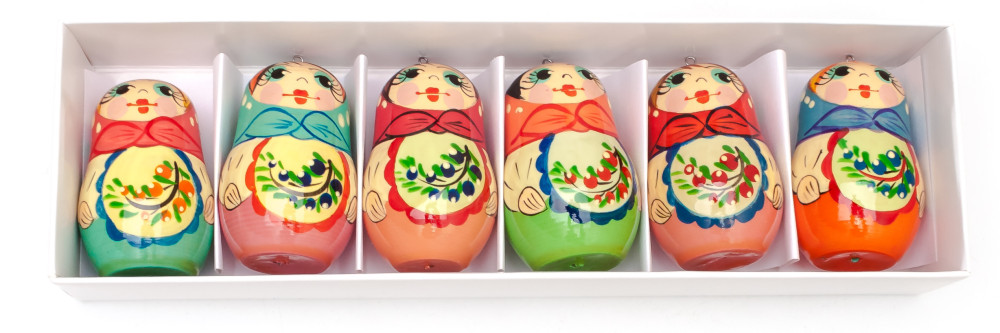 220x70 mm Russian Christmas Tree Ornaments set of 6 pcs (by Andrey Studio)