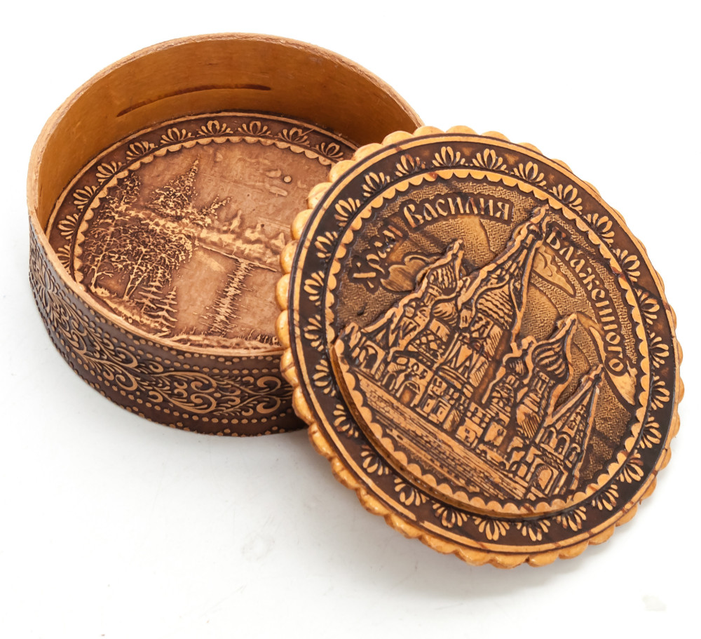  d 80 mm Saint Basil Cathedral hand made Birchbark Jewelry Box (by Maxim Birch)