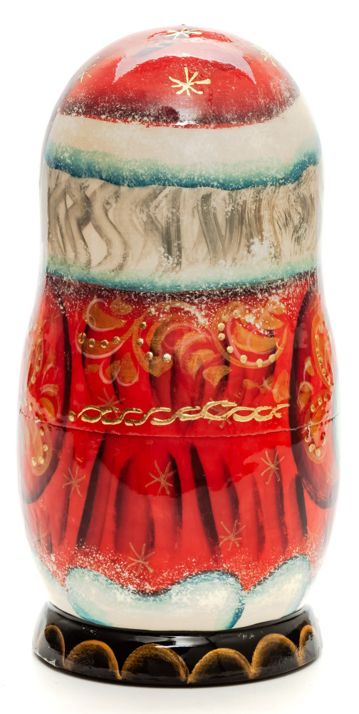 180 mm Snta Claus with Little Bears hand painted on Wooden Matryoshka doll 5 pcs (by Skazka)