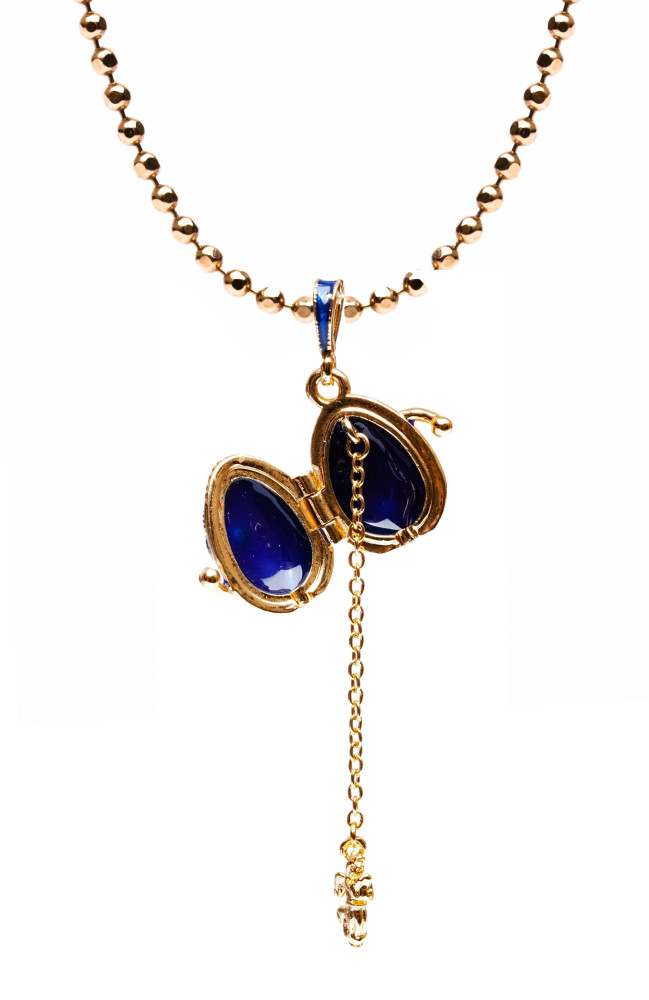 Flower Opening Blue Egg Pendant