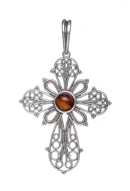 2 g Cross Baltic Amber Pendant