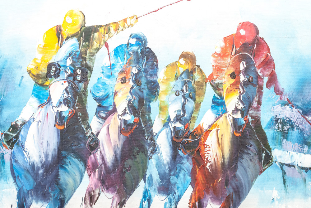 600x705 mm Polo Players by Solovyov hand painted on Canvas painting (by Skazka)