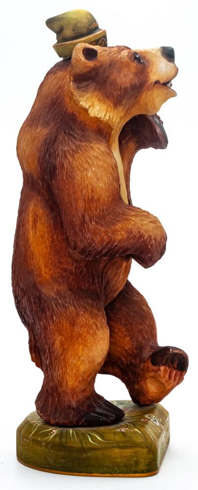220mm Bear  hand painted Wooden Statue (by Karpova Nadezda)