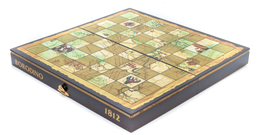 Wooden Chess Board with Soldiers of Battle of Borodino