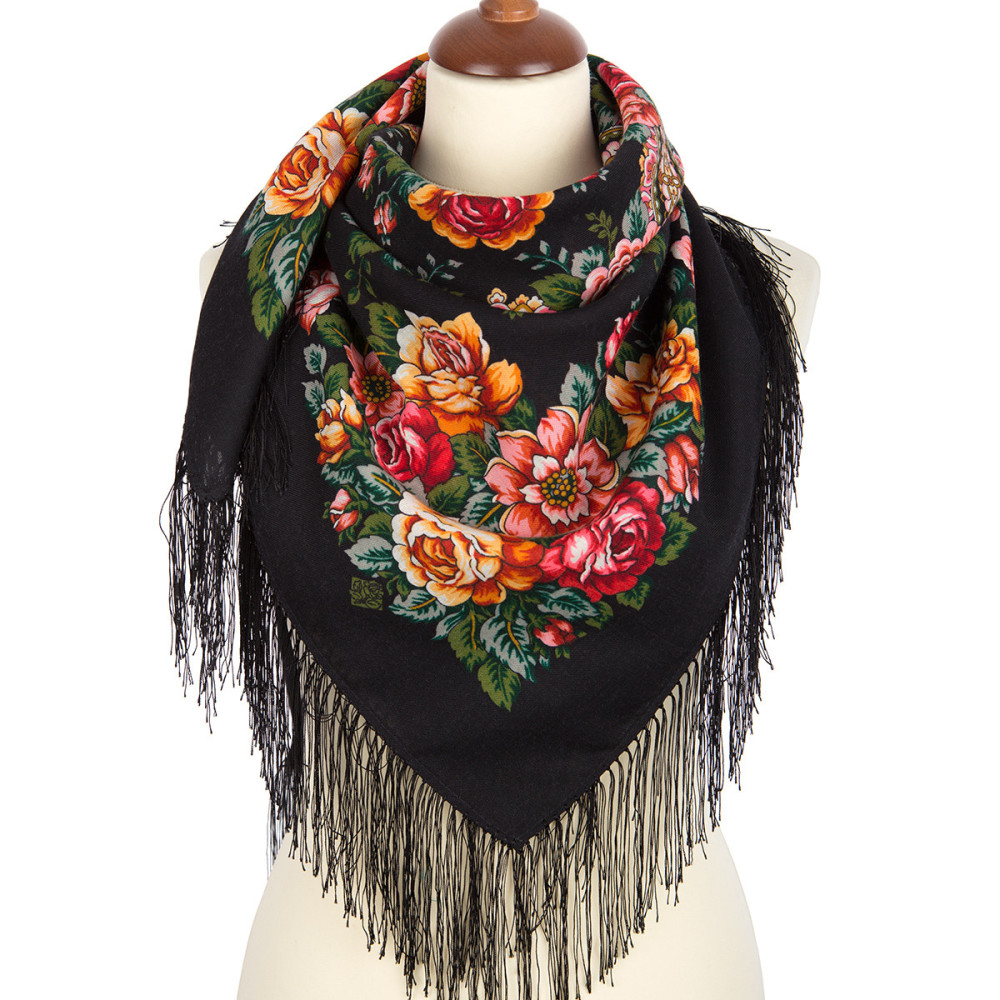 Shop Woolen Scarves with Silk Fringe 89x89 cm Платок «Город роз» online at Skazka.site | Eligible for fast shipping and free returns. Платок «Город роз»