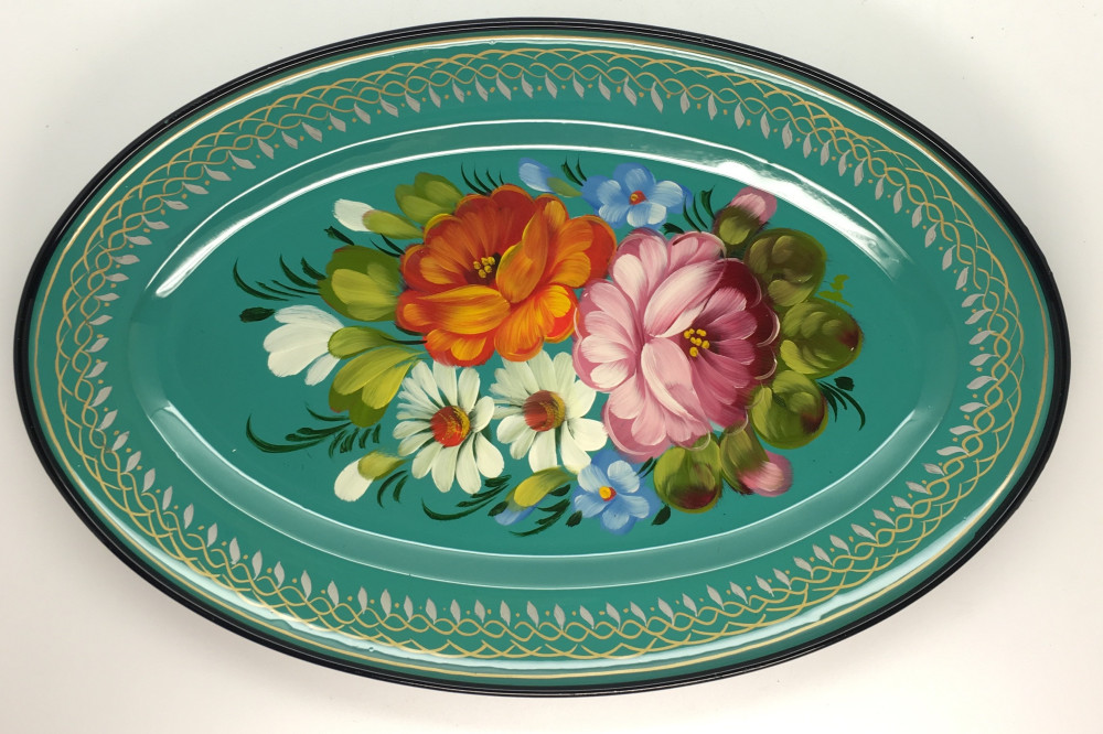 Zhostovo Hand Painted Metal Tray