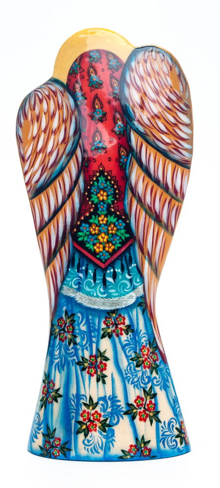 180 mm Mother Angel with Children on hand painted wooden figurine