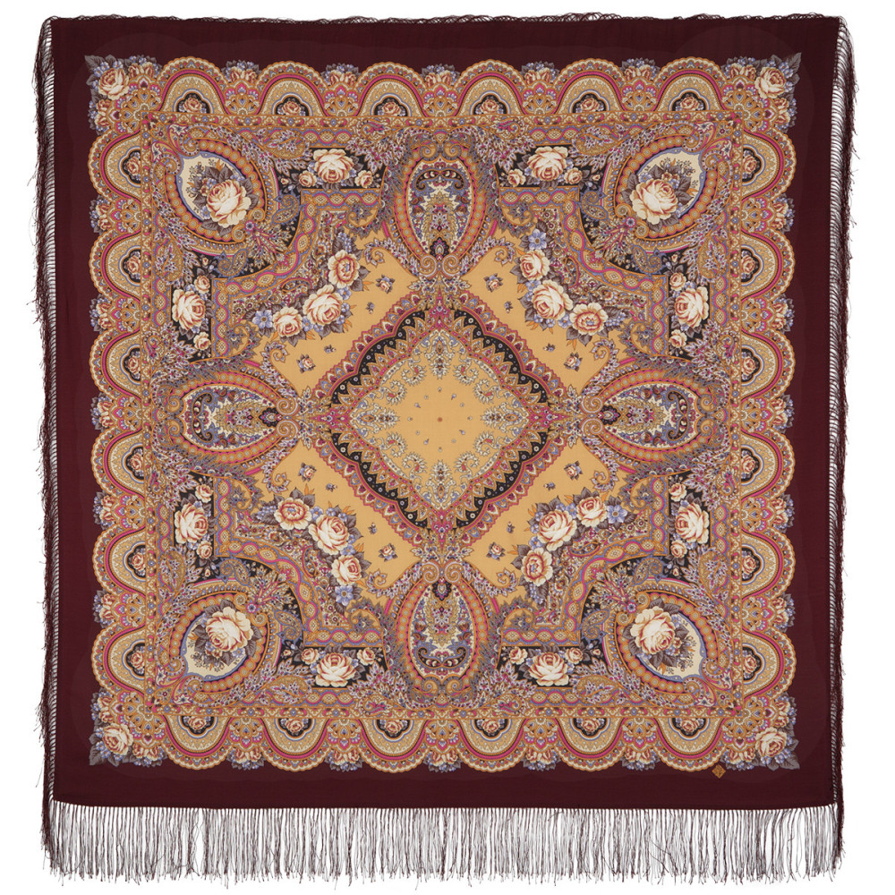Shop Double-Thread Woolen Yarn Scarves with Silk Fringe 135x135 cm Платок «Русское раздолье» online at Skazka.site | Eligible for fast shipping and free returns. Платок «Русское раздолье»