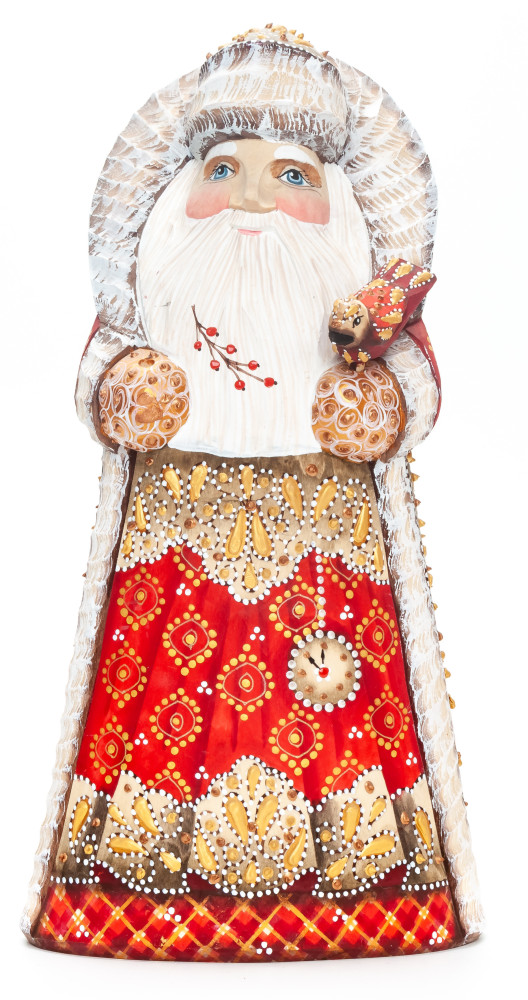 240 mm Santa Claus Carved Wood Hand Painted Collectible Figurine  (by Natalia Nikitina Workshop)