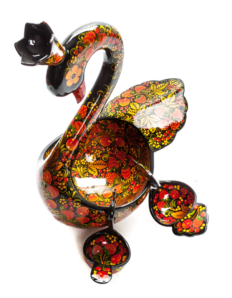 170x290 mm Duck Khokhloma hand painted wooden Ladle for Wine with small Ladles