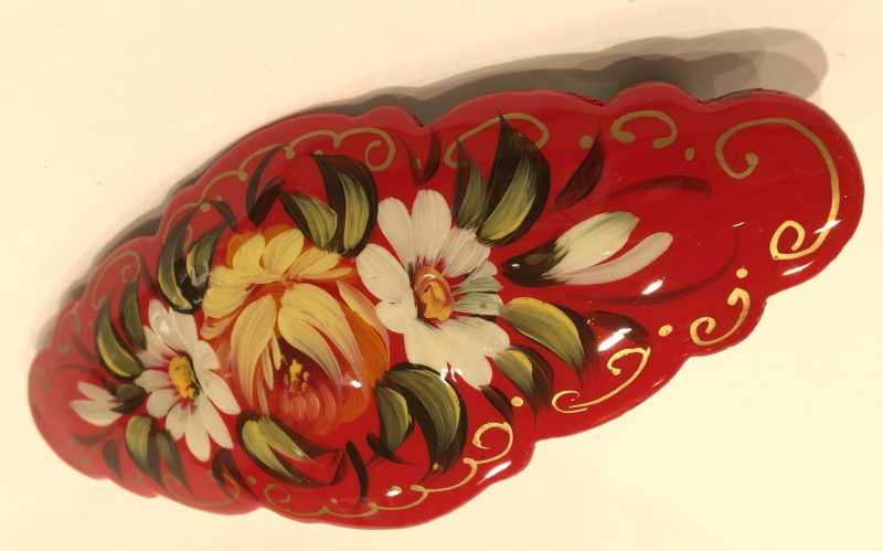 Lada Hair Clip Hand Painted Zhostovo Art
