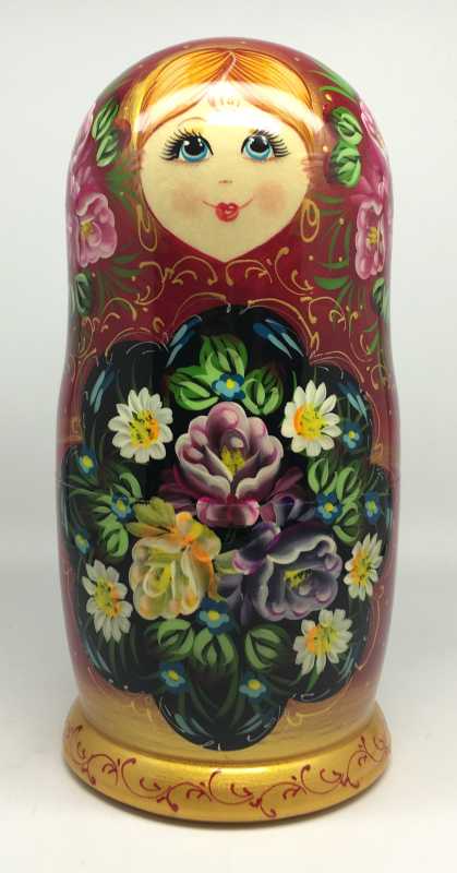 200 mm Summer Flowers hand painted Russian Matryoshka Doll 5pcs (by Summer Shine)