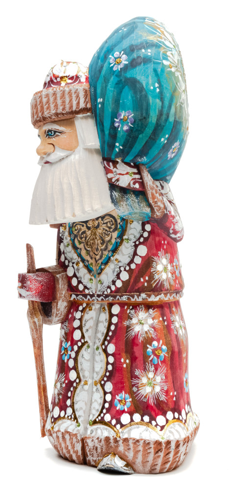 220 mm Santa Claus With a Staff And a Bag of Gifts (by Igor Carved Wooden Figures Studio)