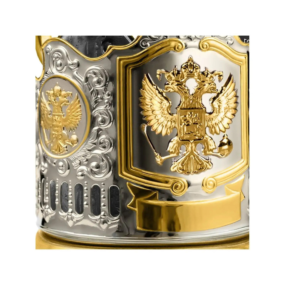 Coat of arms of the Russian Federation golden plated tea glass holder