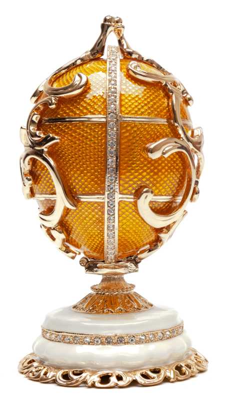 125 mm Ornamental Golden Medium Easter Egg with the Gift insude