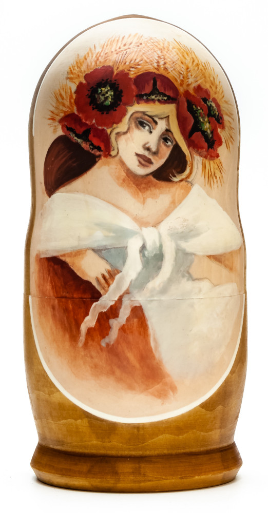180mm Portrait of a Lady hand painted on wooden Matryoshka doll 5 pcs (by Alexander Famous Paintings Studio)