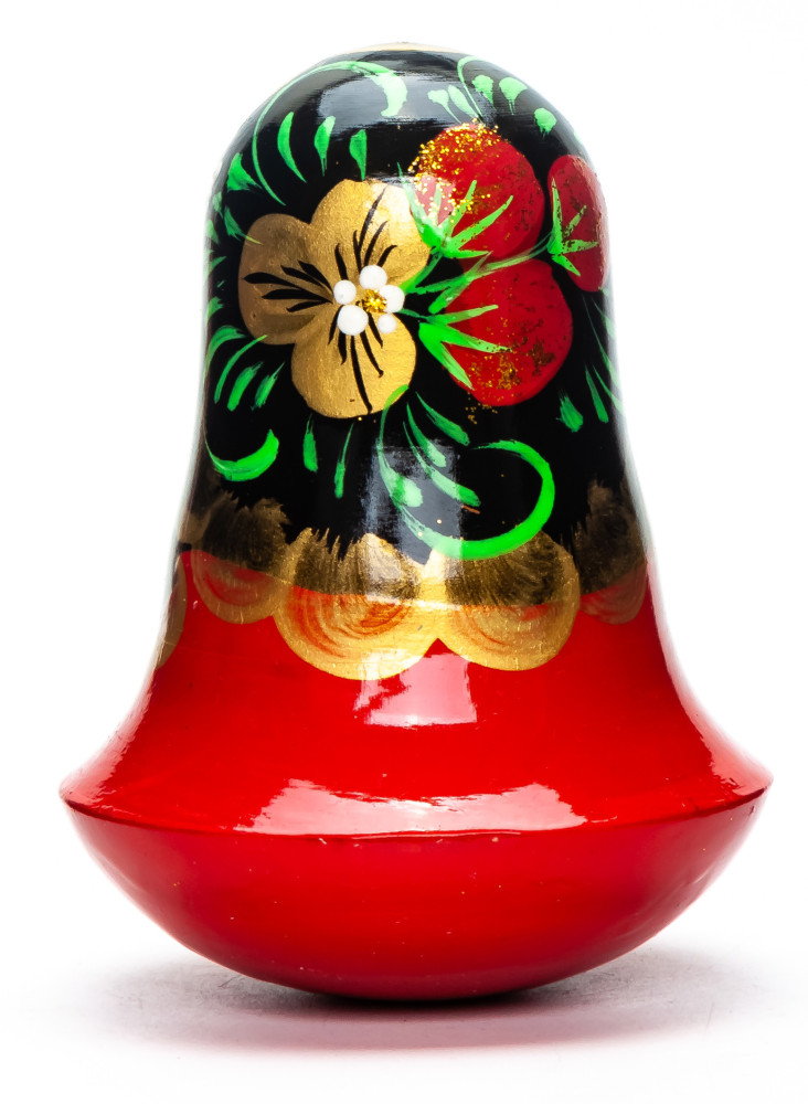 100mm Russian Doll with handpainted Flowers Roly-poly Toy