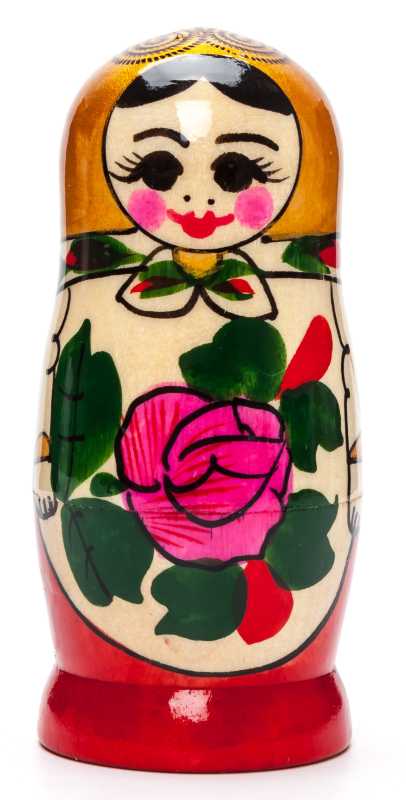 95 mm Golden Head Semenovskaya Hand Painted Wooden Matryoshka Nesting Doll 4 pcs inside  (by Ivan Studio)
