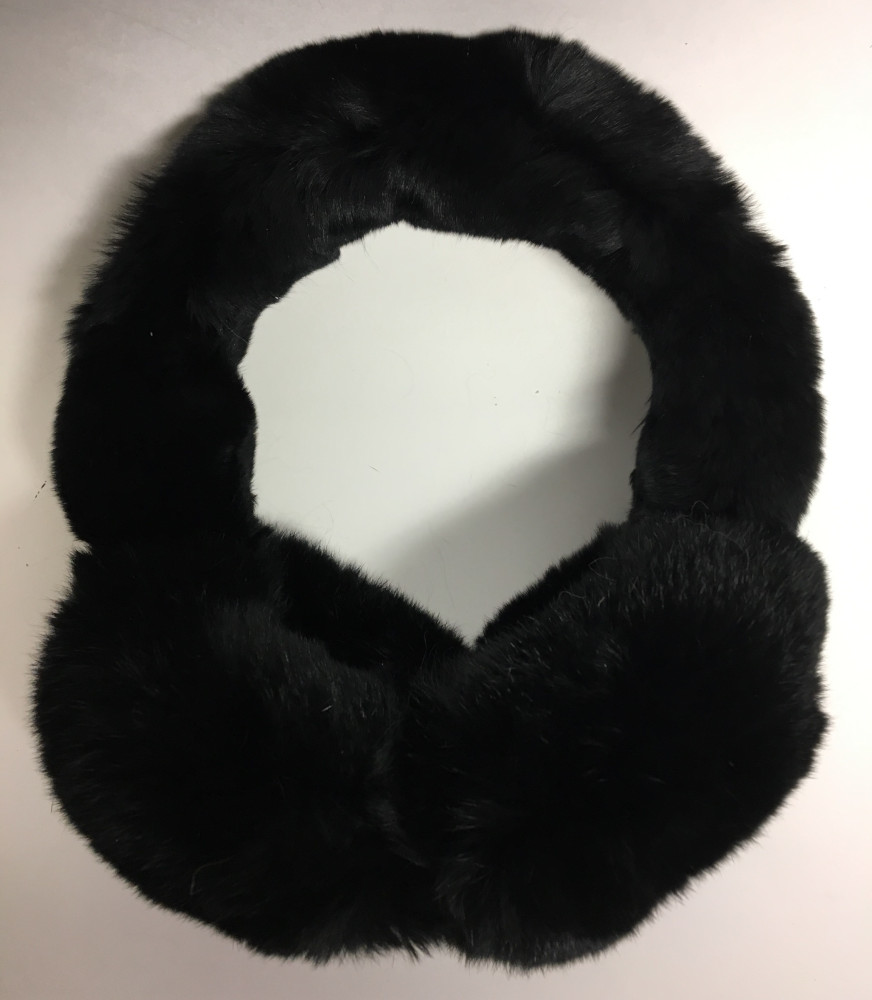 Black Rabbit Hair Earmuff (by Skazka Furs)