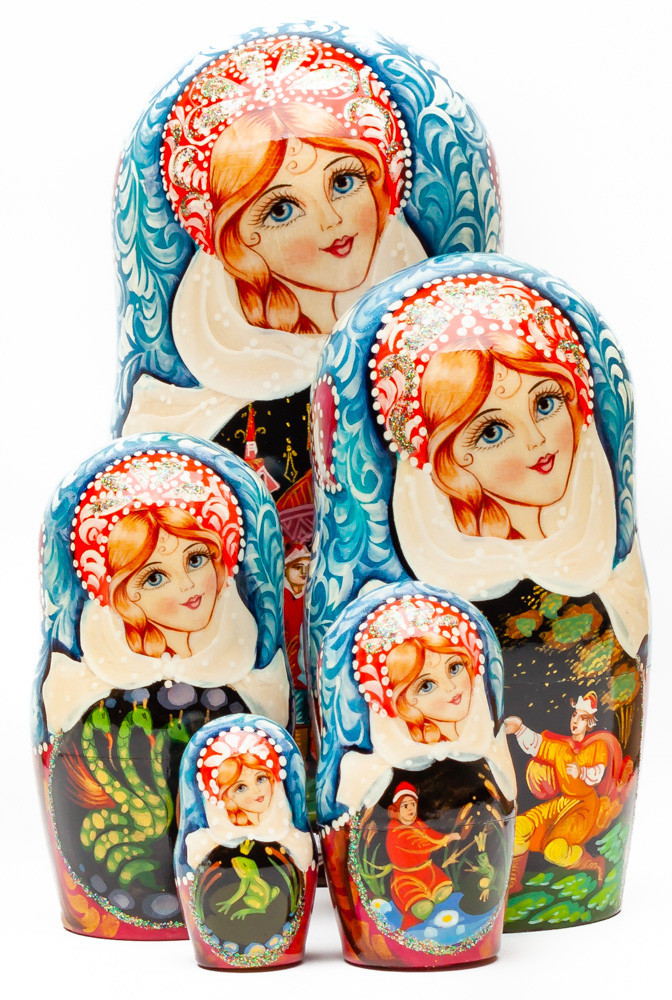 Shop Exclusive Nesting Dolls 180 mm Russian Fairytales handpainted Wooden Matryoshka Doll 5 pcs (by Sheherazade) online at Skazka.site | Eligible for fast shipping and free returns. 180 mm Russian Fairytales handpainted Wooden Matryoshka Doll 5 pcs (by Sheherazade)