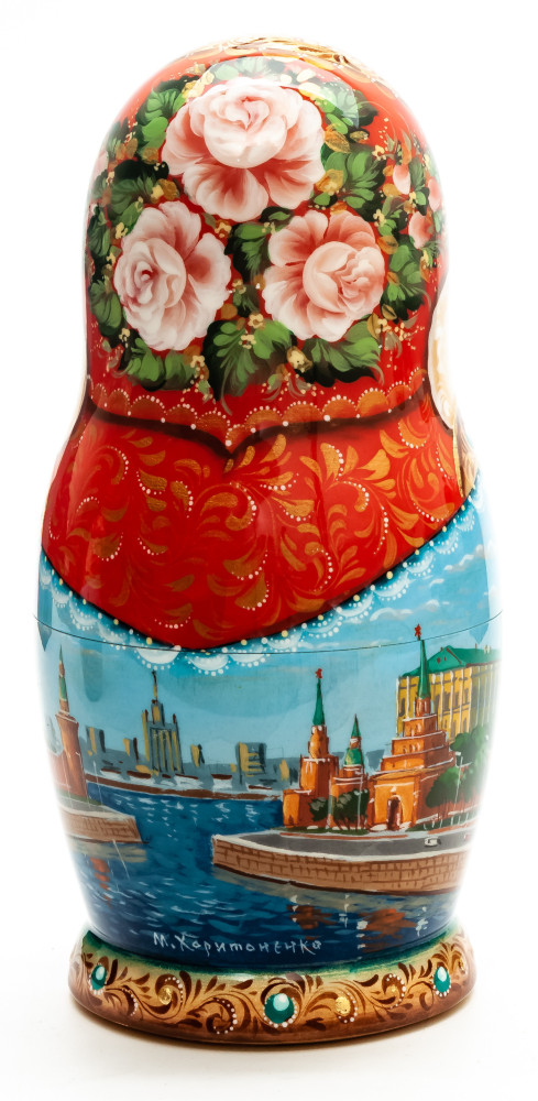 180 mm Moscow Kremlin hand painted wooden Matryoshka doll 5 pcs (by A Studio)